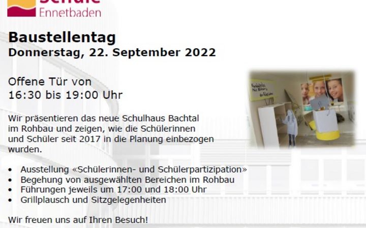 Neubau Schulhaus Bachtal - Baustellentag - 22.09.2022
